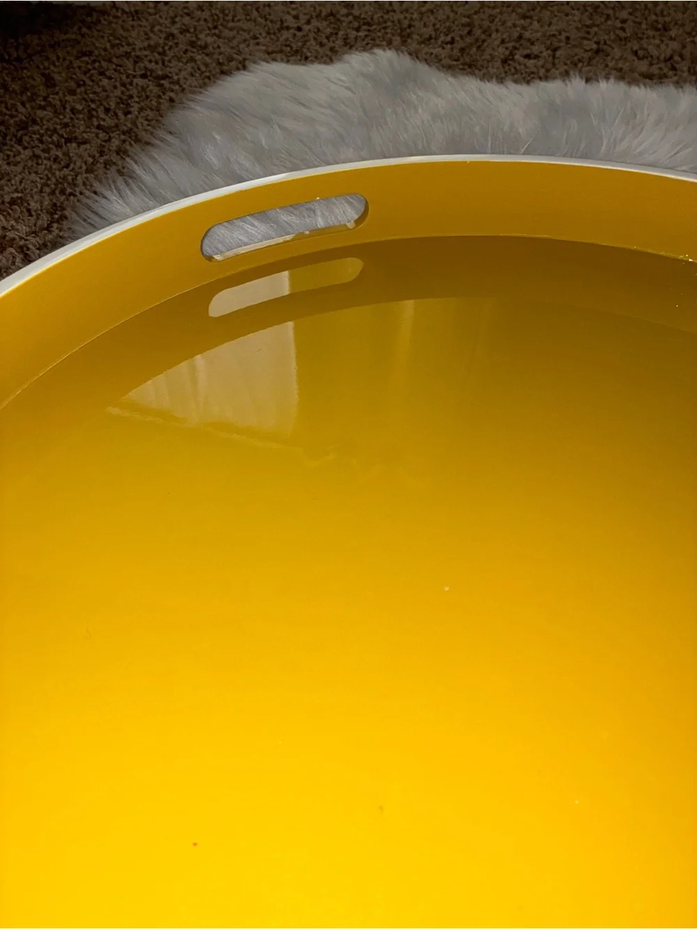 West Elm Large Lacquer Round Tray (21”) Round Mustard Yellow Serving Tray
